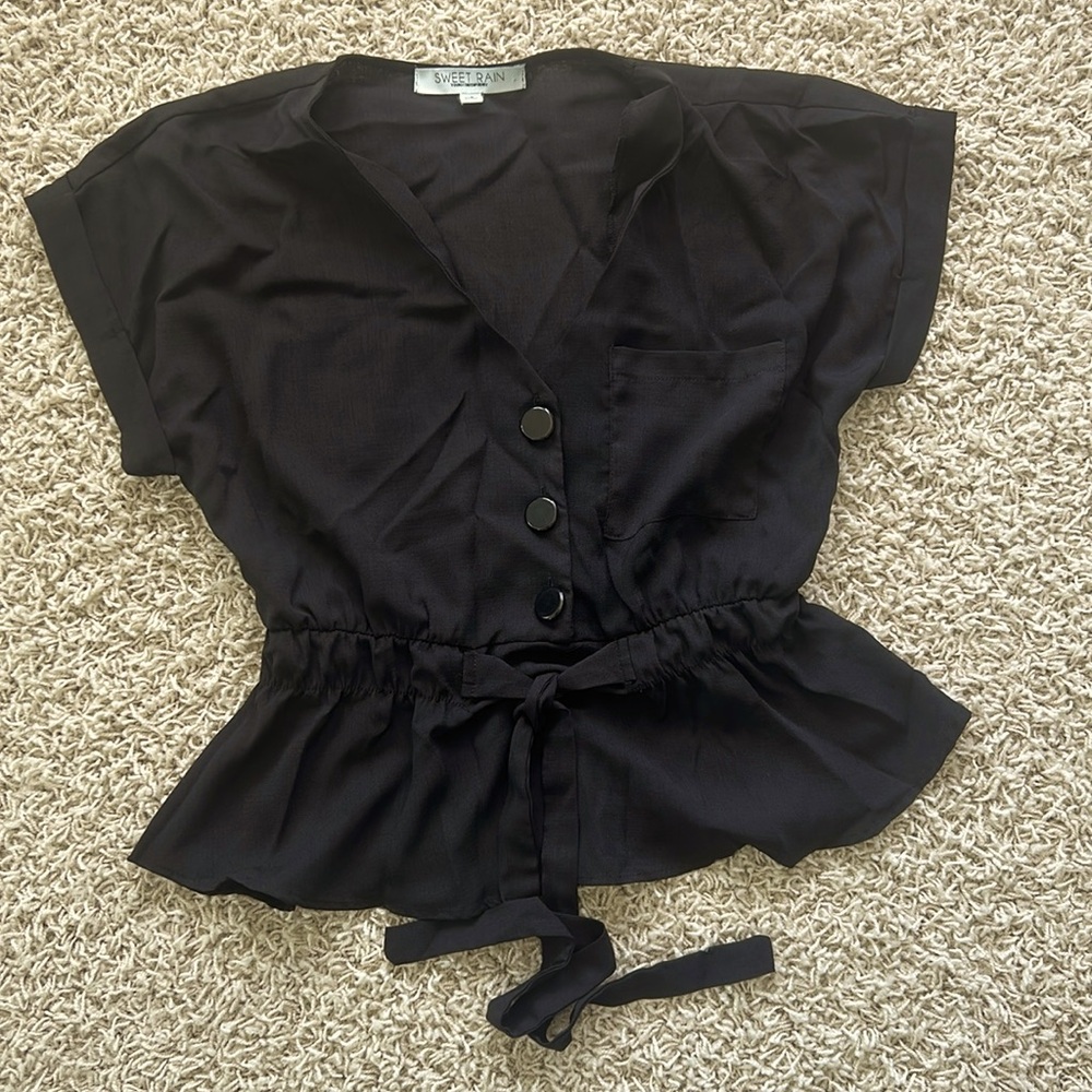 NWOT Sweet Rain Women’s XS Black Blouse